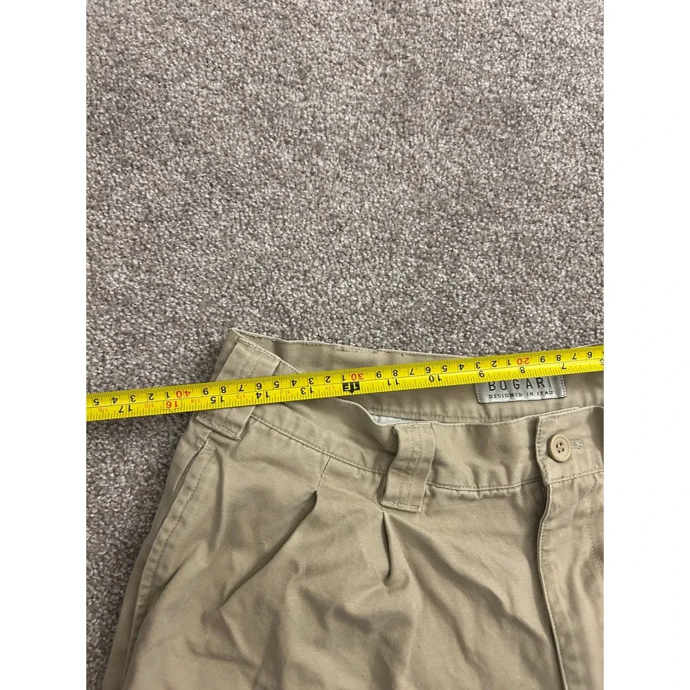 VTG Bogari Chino Shorts Mens 34 Khaki Tan Excellent Pleated Cotton Canvas Italy